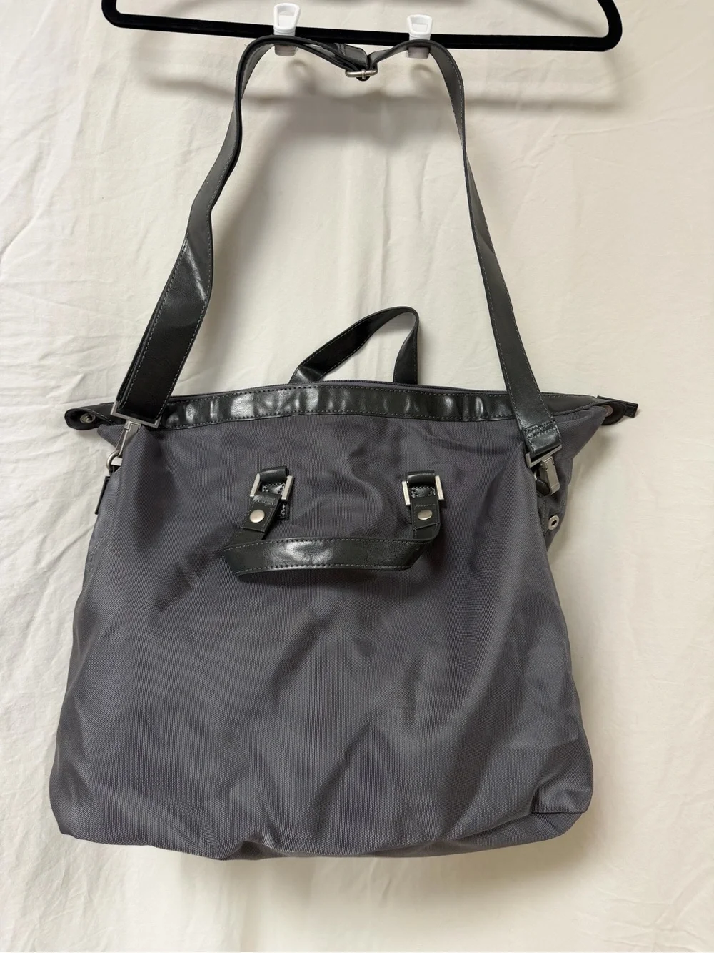 NWOT Georgio Armani Gray/Black Travel Gym Bag W/Adjustable Shoulder Strap